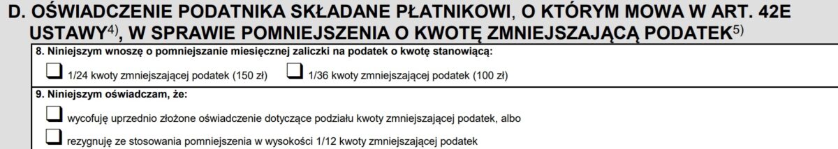 Sekcja D formularza PIT 2