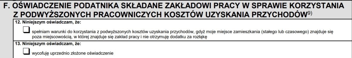Sekcja F formularza PIT 2