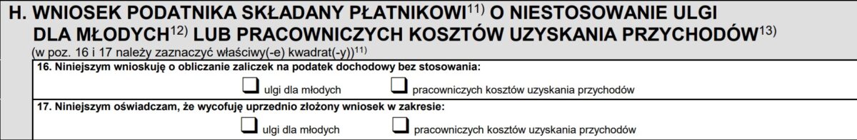 Sekcja H formularza PIT 2