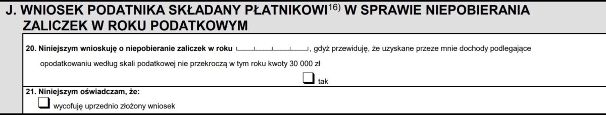 Sekcja J formularza PIT 2