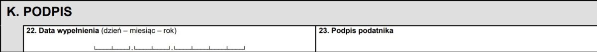 Sekcja K formularza pit 2